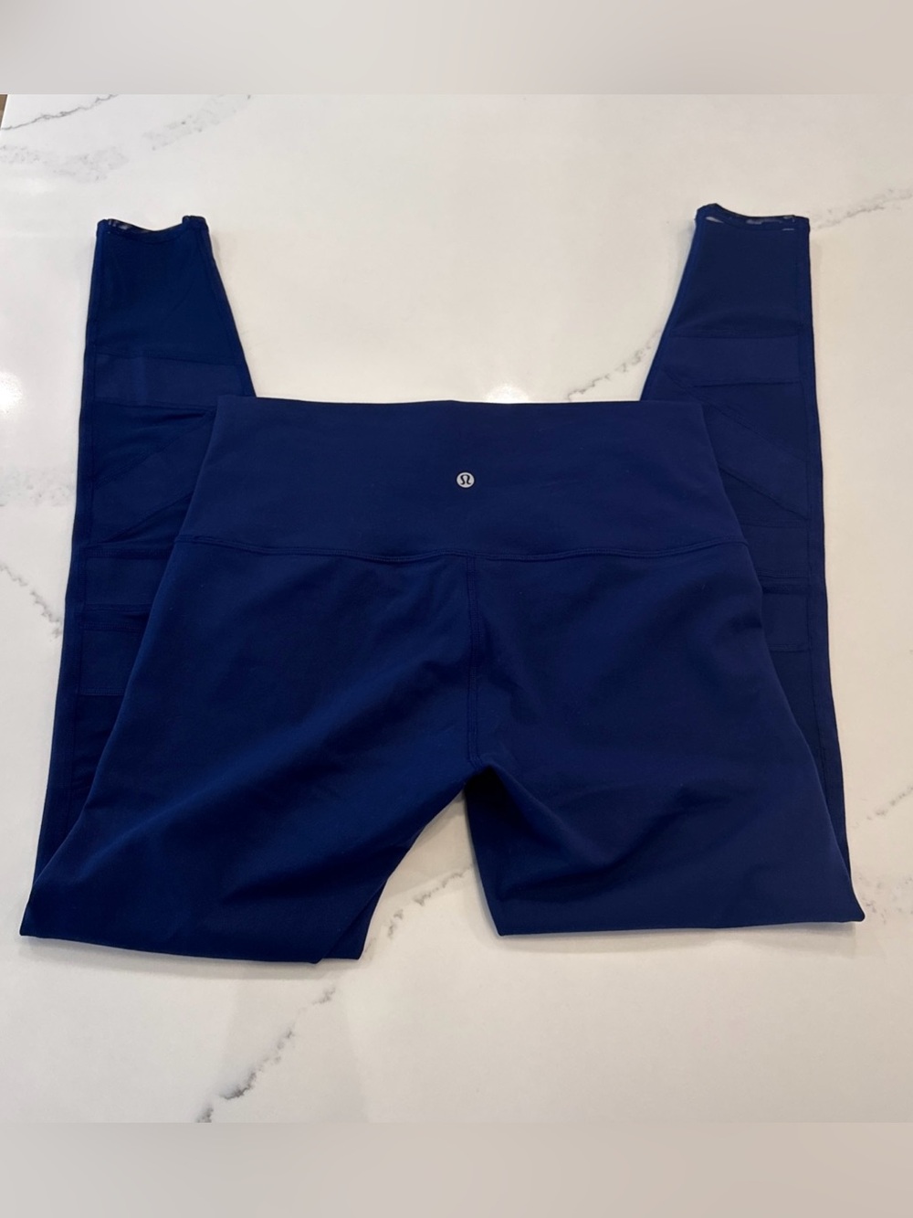 Lululemon Wunder Under Pant Womens 12 Blue Leggings High rise Tech Mesh Yoga